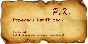 Poparadu Karácson névjegykártya