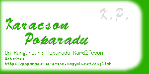 karacson poparadu business card